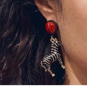 Maison Zebra Rouge Sculptural Enamel Safari Earrings